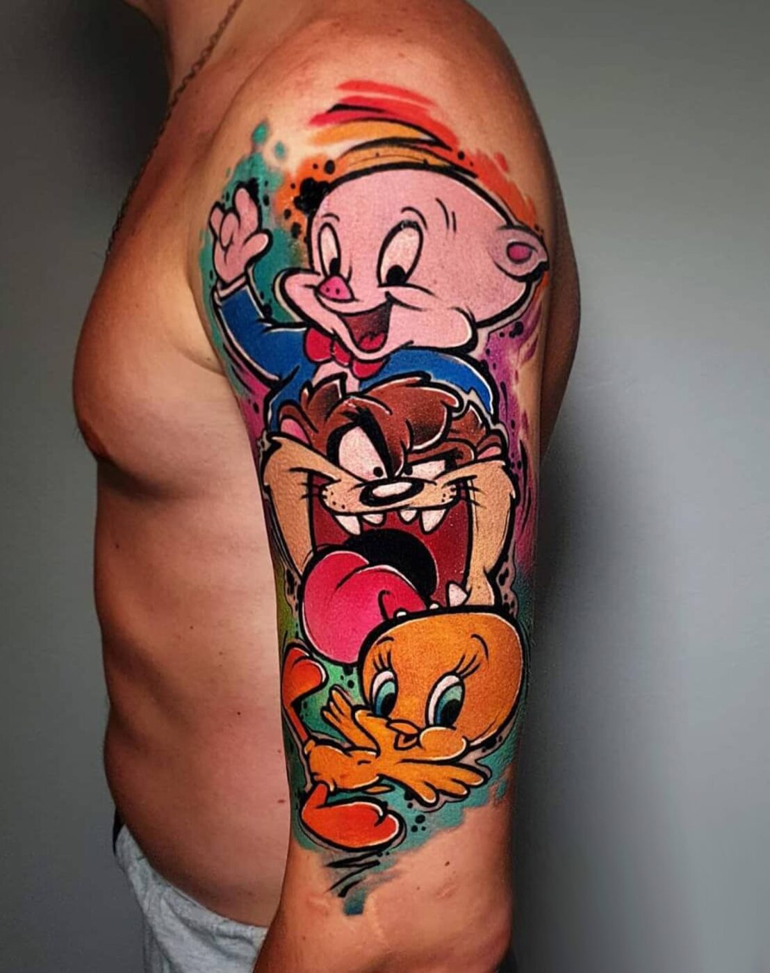 Cartoon tattoo by Hypnotic Art Tattoo Studio, Milton Keynes