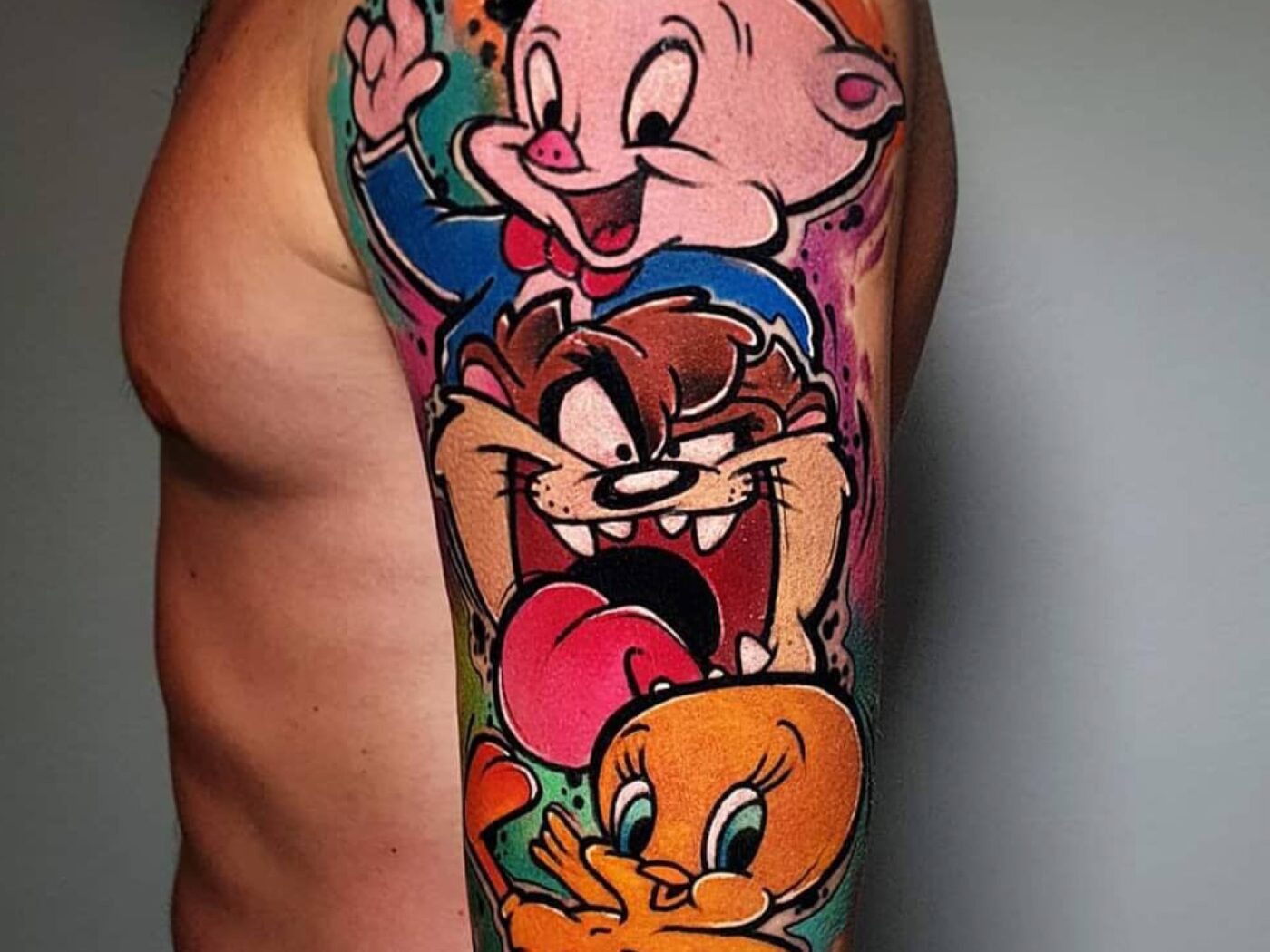 Cartoon tattoo by Hypnotic Art Tattoo Studio, Milton Keynes