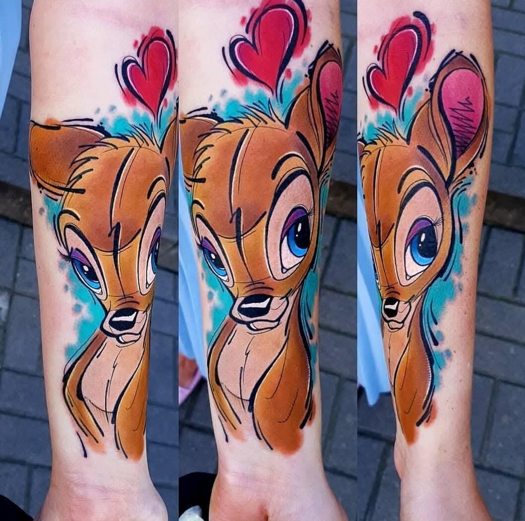 Cartoon tattoo by Hypnotic Art Tattoo Studio, Milton Keynes