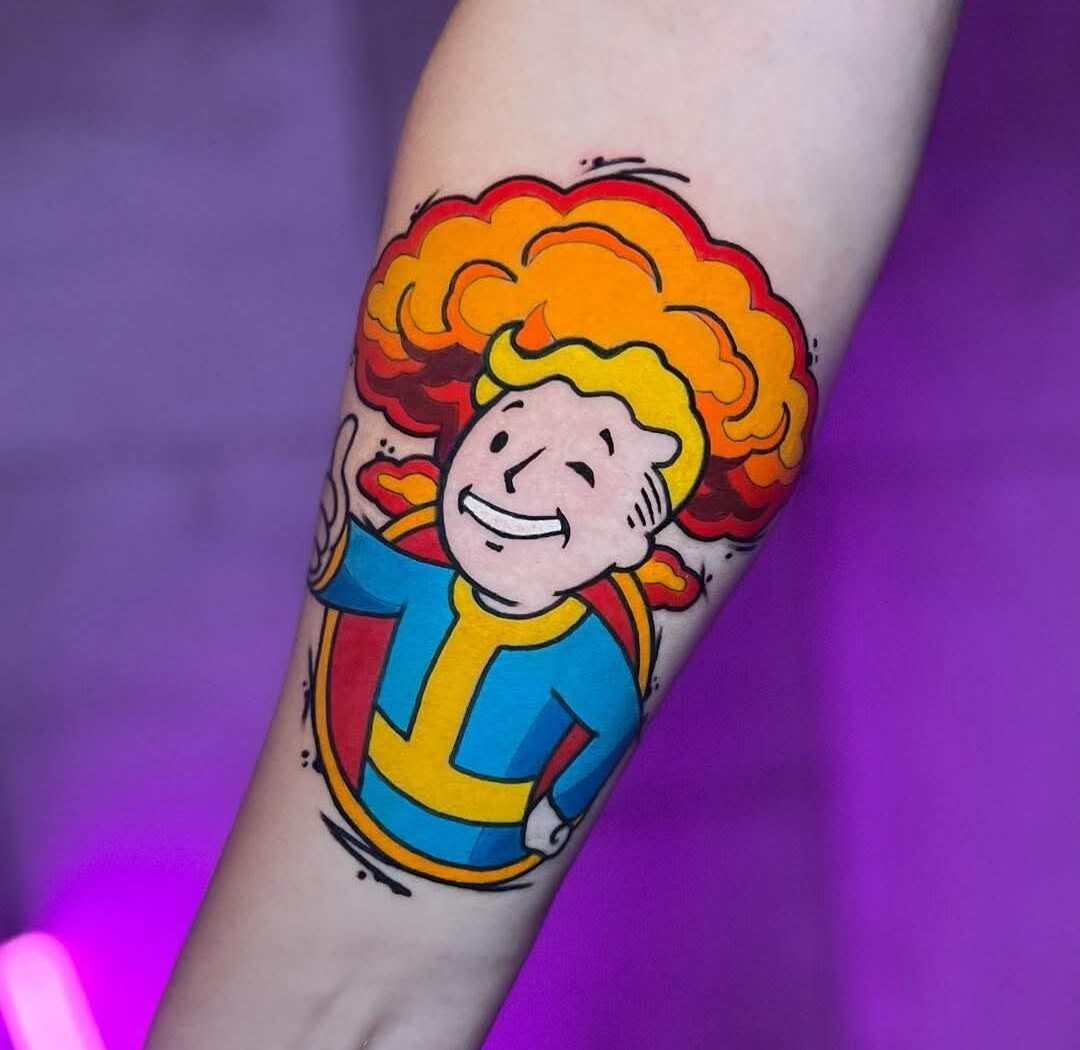 Cartoon tattoo by Hypnotic Art Tattoo Studio, Milton Keynes
