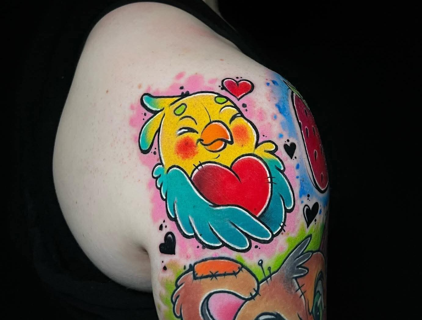 Cartoon tattoo by Hypnotic Art Tattoo Studio, Milton Keynes