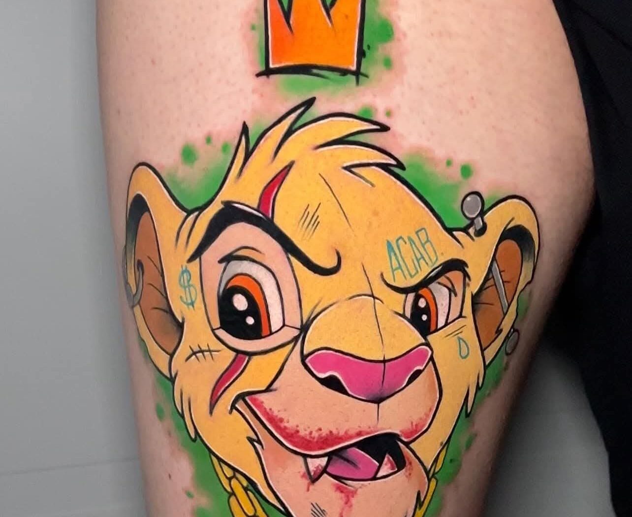 Cartoon tattoo by Hypnotic Art Tattoo Studio, Milton Keynes
