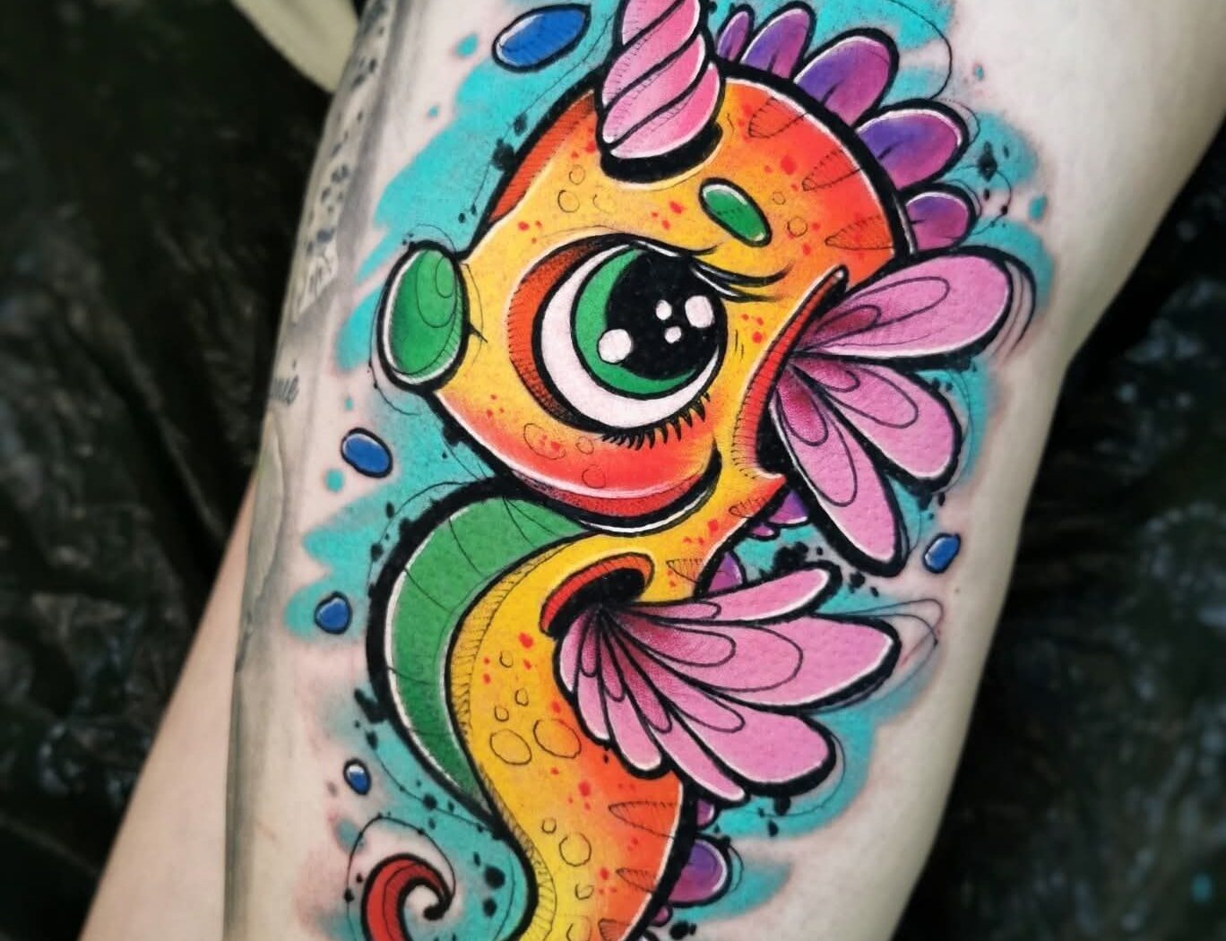 Cartoon tattoo by Hypnotic Art Tattoo Studio, Milton Keynes