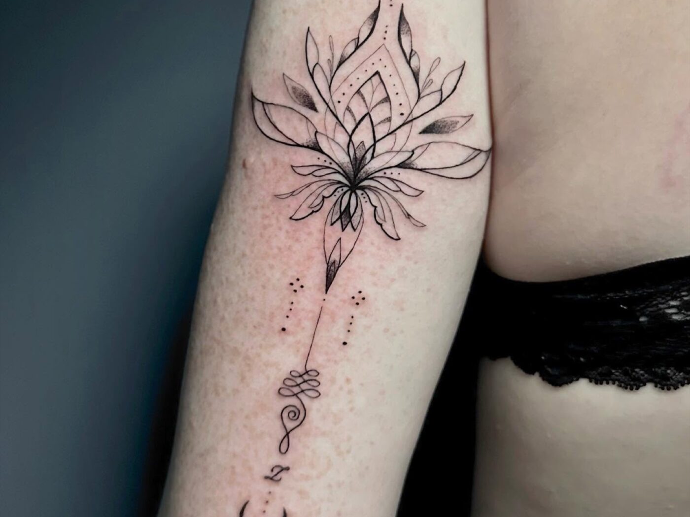 Fine Line & Mandala tattoo by Hypnotic Art Tattoo Studio, Milton Keynes