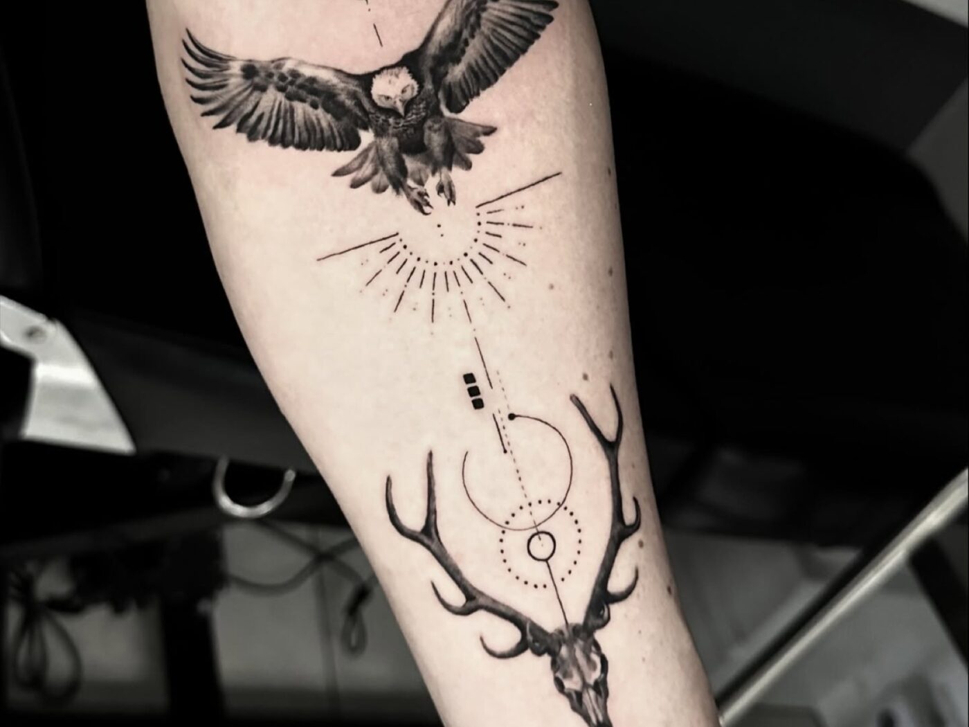 Fine Line & Mandala tattoo by Hypnotic Art Tattoo Studio, Milton Keynes