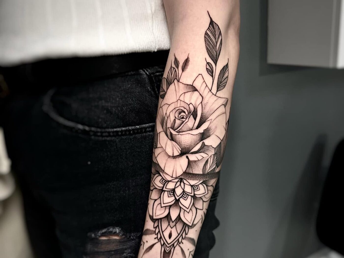 Fine Line & Mandala tattoo by Hypnotic Art Tattoo Studio, Milton Keynes