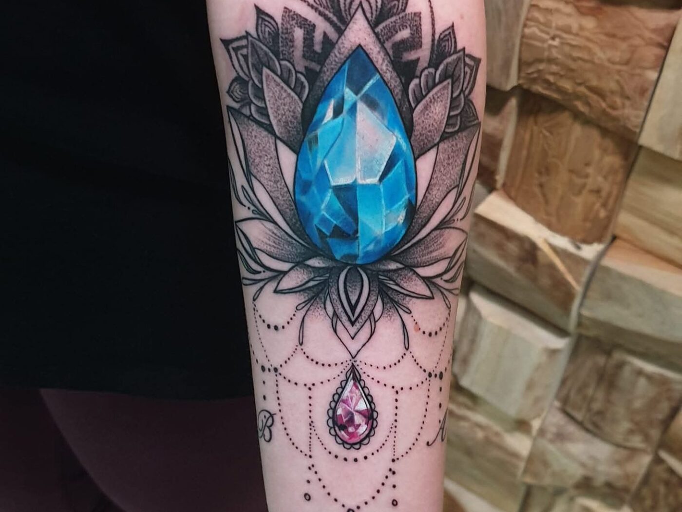 Fine line and mandala tattoo by Hypnotic Art Tattoo Studio, Milton Keynes