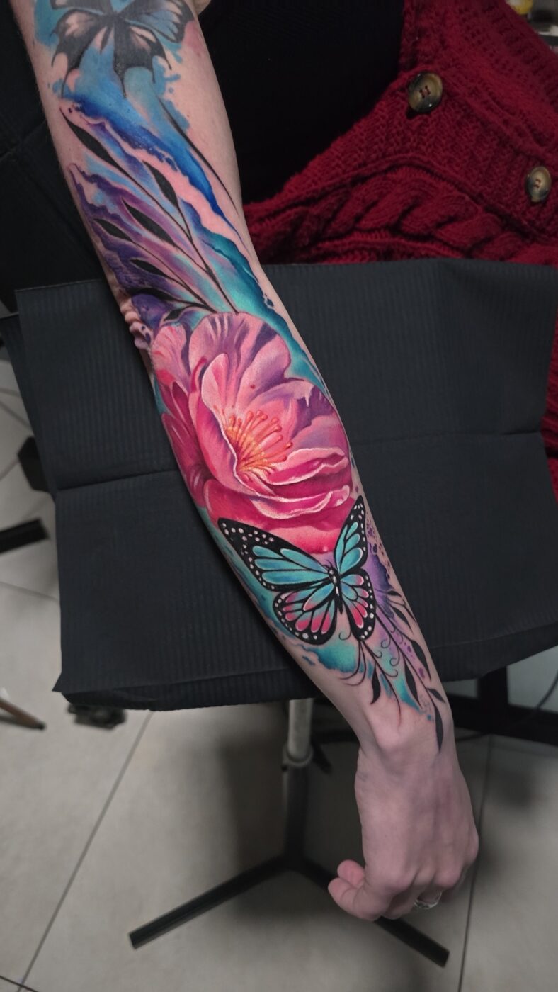 Watercolour tattoo by Hypnotic Art Tattoo Studio, Milton Keynes