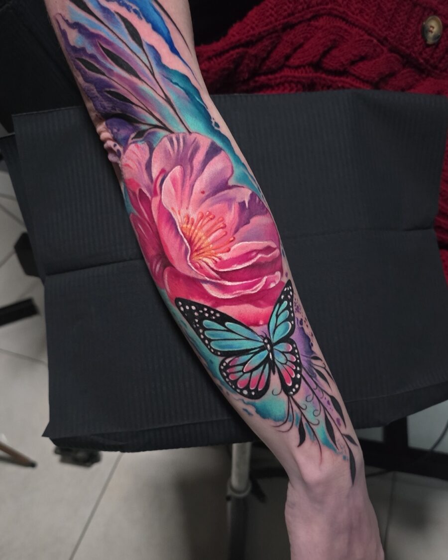 Watercolour tattoo by Hypnotic Art Tattoo Studio, Milton Keynes